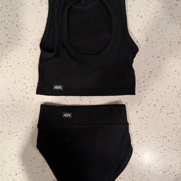 Kids Black Ribbed Matching Set - Picture 2 of 2